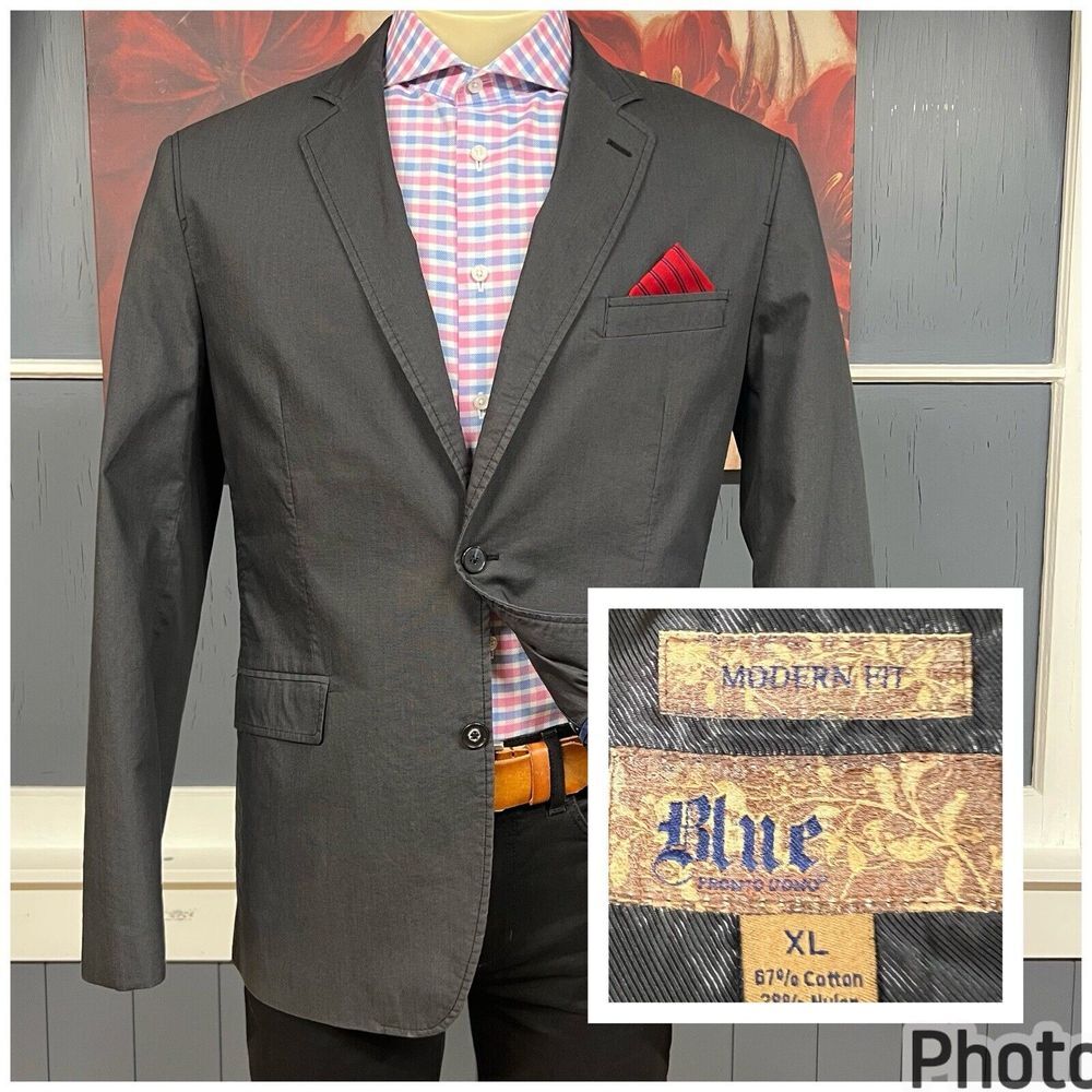 Pronto Uomo‎ Blue Lablel Sport Jacket Mens Sz XL Modern Fit Cotton Blend Stretch